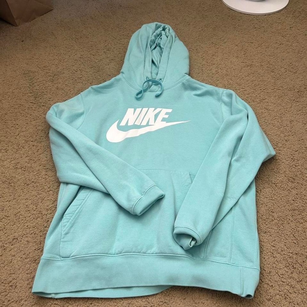 Nike blue hoodie with white logo Size M